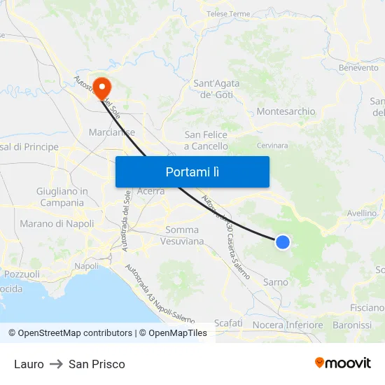 Lauro to San Prisco map