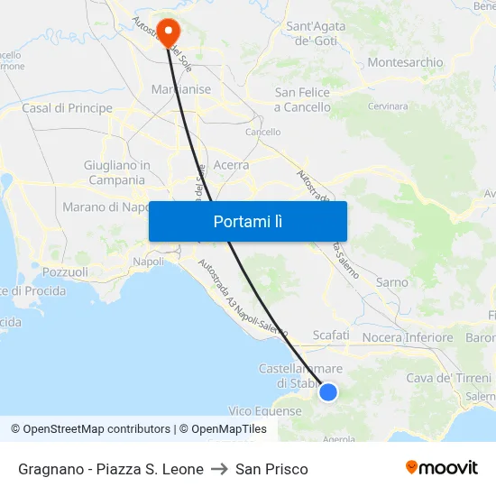 Gragnano - Piazza S. Leone to San Prisco map