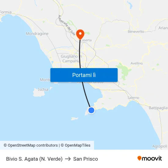 Bivio S. Agata (N. Verde) to San Prisco map