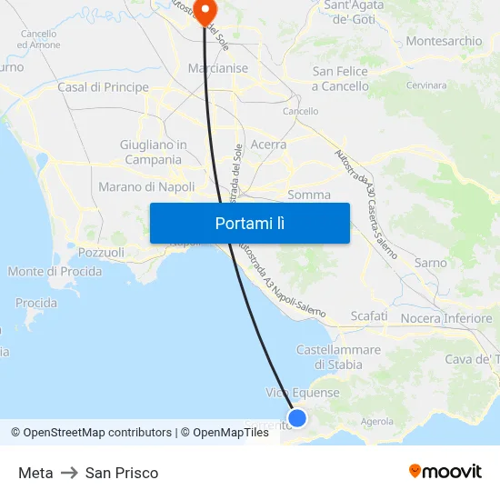 Meta to San Prisco map