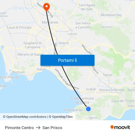 Pimonte Centro to San Prisco map