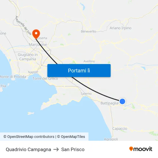Quadrivio Campagna to San Prisco map