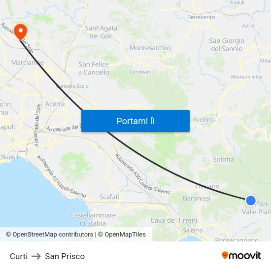 Curti to San Prisco map