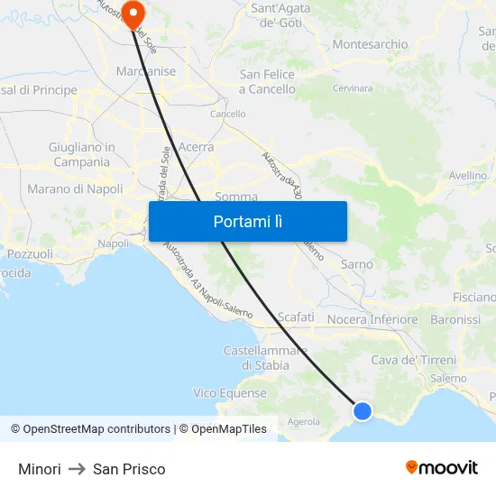 Minori to San Prisco map
