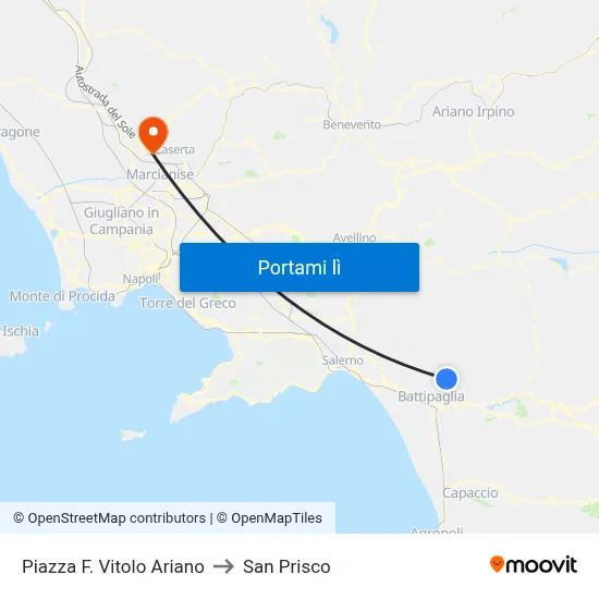 Piazza F. Vitolo Ariano to San Prisco map