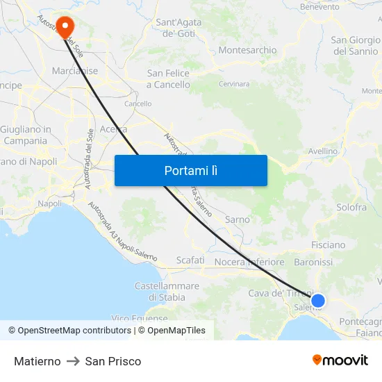 Matierno to San Prisco map