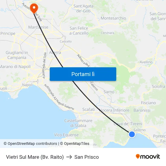 Vietri Sul Mare (Bv. Raito) to San Prisco map