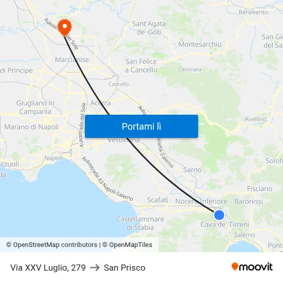 Via XXV Luglio, 279 to San Prisco map