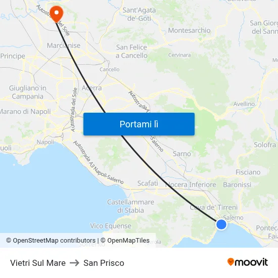 Vietri Sul Mare to San Prisco map