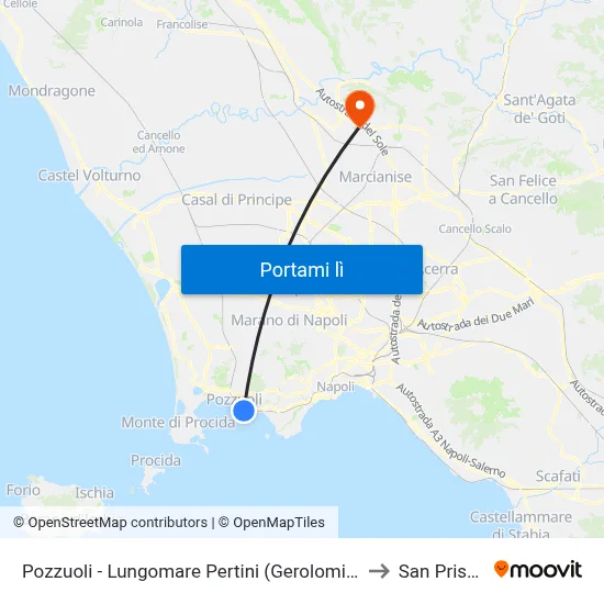Pozzuoli - Lungomare Pertini (Gerolomini) to San Prisco map