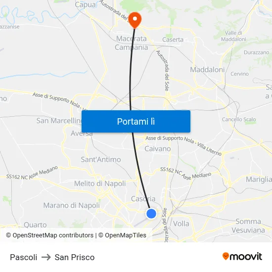 Pascoli to San Prisco map