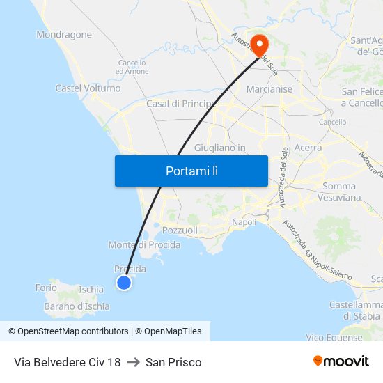 Via Belvedere Civ  18 to San Prisco map