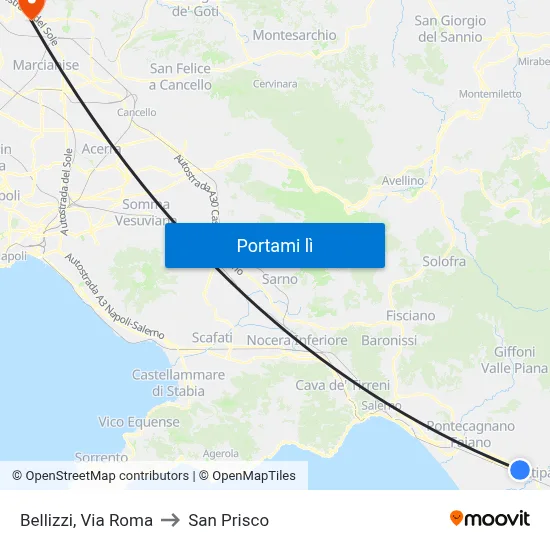 Bellizzi, Via Roma to San Prisco map