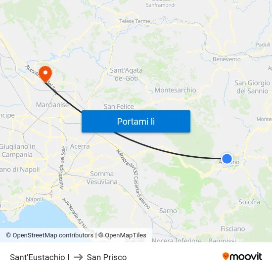 Sant'Eustachio I to San Prisco map