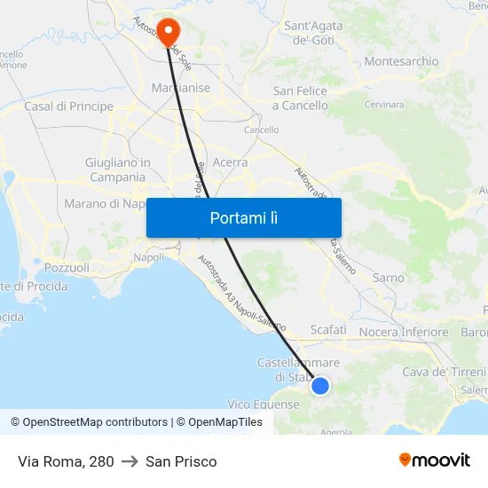 Via Roma, 280 to San Prisco map
