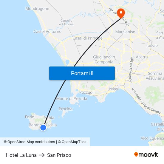 Hotel La Luna to San Prisco map