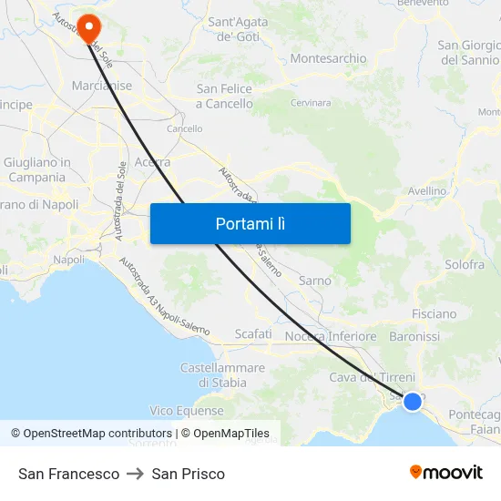 San Francesco to San Prisco map