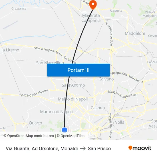 Via Guantai Ad Orsolone, Monaldi to San Prisco map