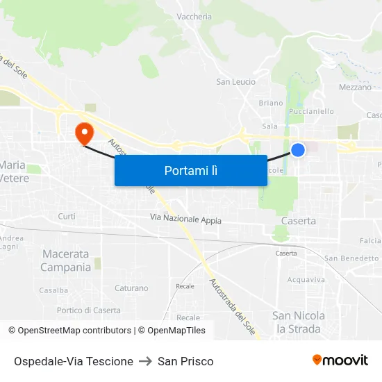 Ospedale-Via Tescione to San Prisco map