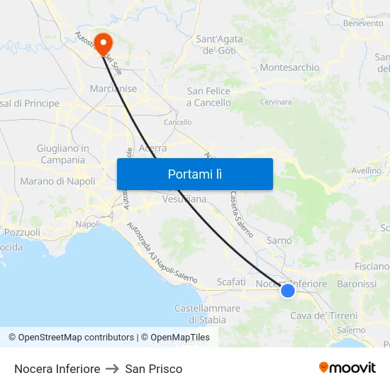 Nocera Inferiore to San Prisco map