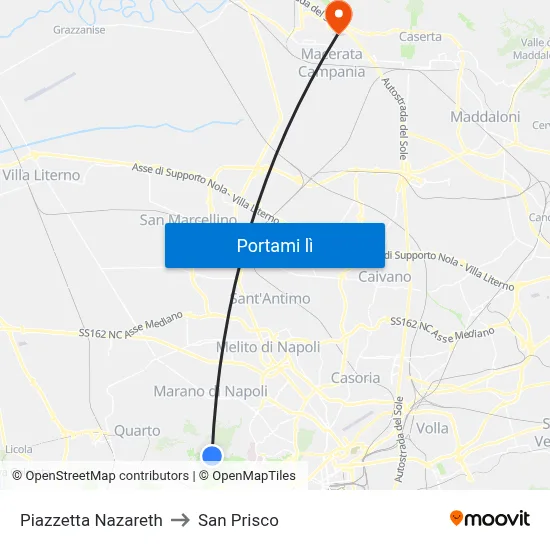 Piazzetta Nazareth to San Prisco map