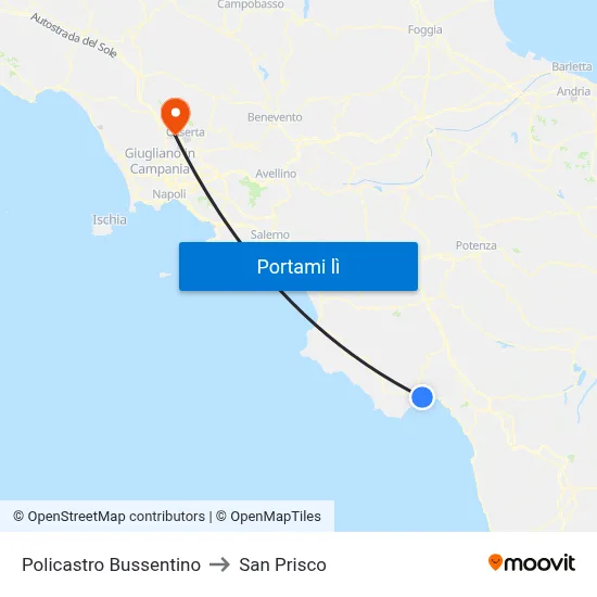 Policastro Bussentino to San Prisco map