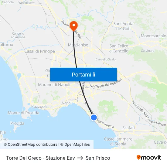 Torre Del Greco - Stazione Eav to San Prisco map