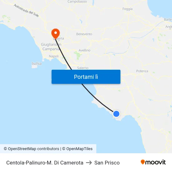 Centola-Palinuro-M. Di Camerota to San Prisco map