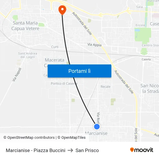 Marcianise - Piazza Buccini to San Prisco map