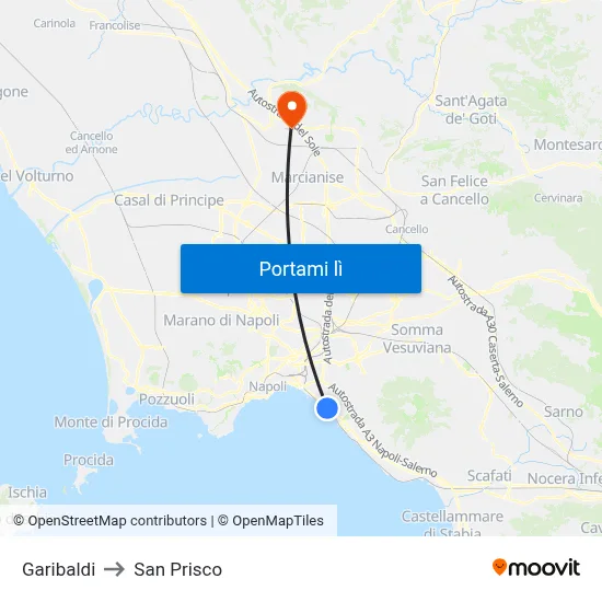 Garibaldi to San Prisco map