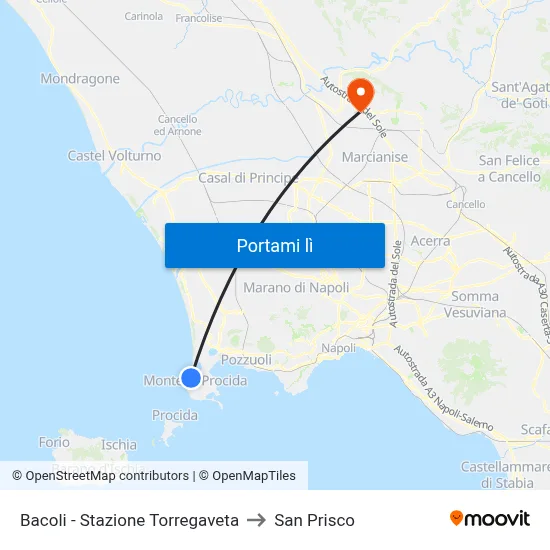 Bacoli - Stazione Torregaveta to San Prisco map