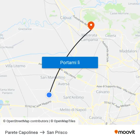 Parete Capolinea to San Prisco map