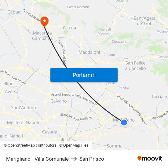 Marigliano - Villa Comunale to San Prisco map