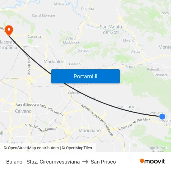 Baiano - Staz. Circumvesuviana to San Prisco map