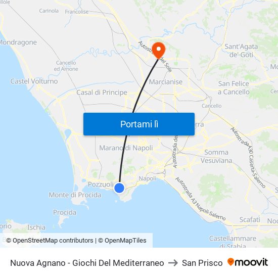 Nuova Agnano - Giochi Del Mediterraneo to San Prisco map