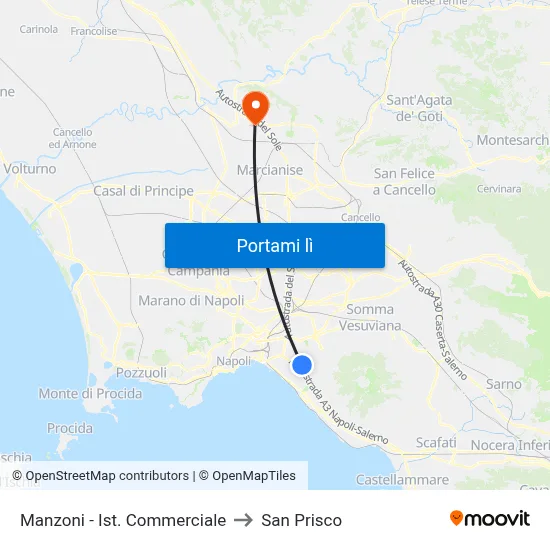 Manzoni - Ist. Commerciale to San Prisco map