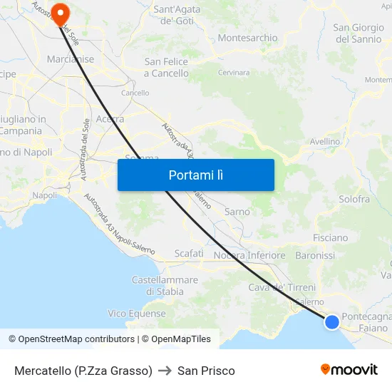 Mercatello (P.Zza Grasso) to San Prisco map