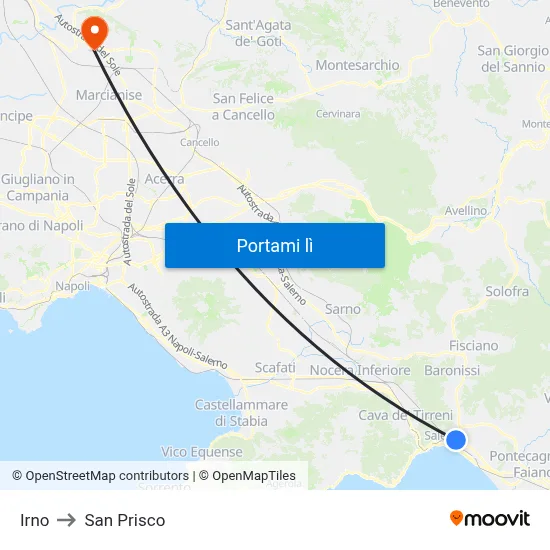 Irno to San Prisco map