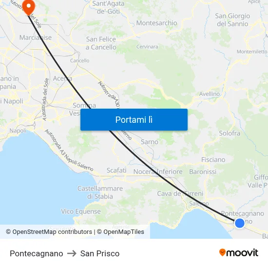 Pontecagnano to San Prisco map