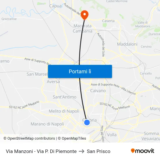 Via Manzoni - Via P. Di Piemonte to San Prisco map