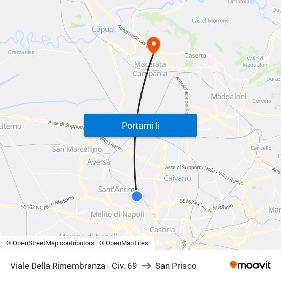 Viale Della Rimembranza - Civ. 69 to San Prisco map