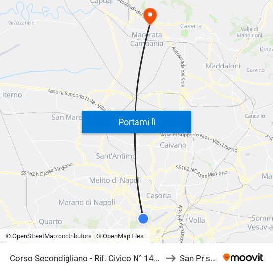 Corso Secondigliano - Rif. Civico N° 149 F to San Prisco map