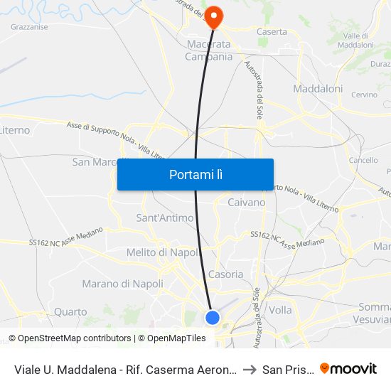 Viale U. Maddalena - Rif. Caserma Aeronautica to San Prisco map