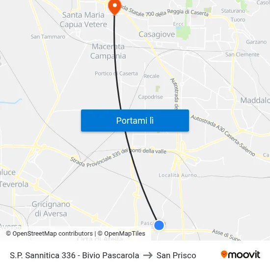 S.P. Sannitica 336 - Bivio Pascarola to San Prisco map