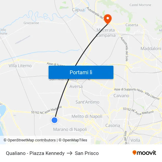 Qualiano - Piazza Kennedy to San Prisco map
