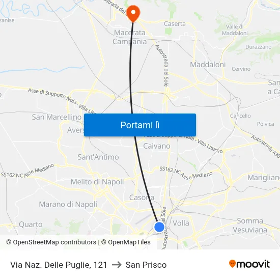 Via Naz. Delle Puglie, 121 to San Prisco map
