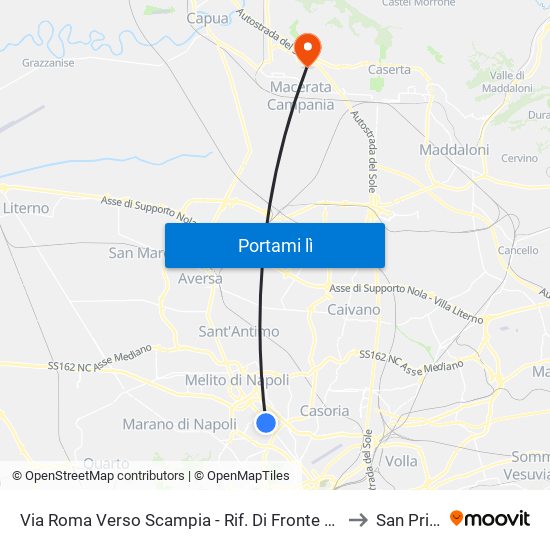 Via Roma Verso Scampia - Rif. Di Fronte Civico N° 56 to San Prisco map