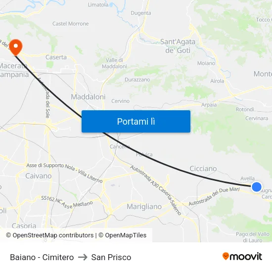 Baiano - Cimitero to San Prisco map