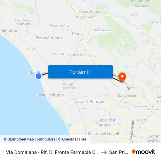 Via Domitiana - Rif. Di Fronte Farmacia Comunale to San Prisco map