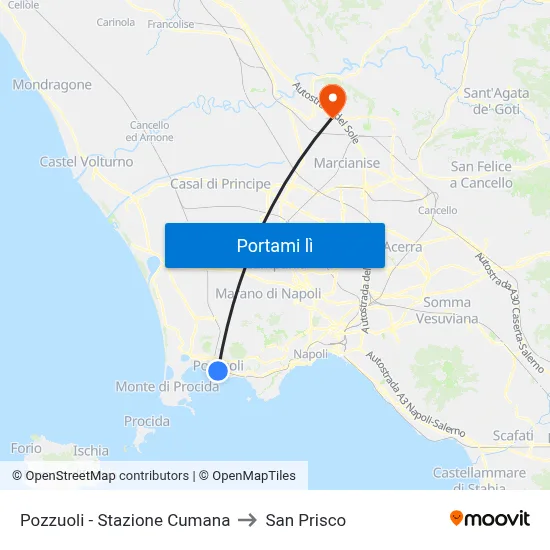 Pozzuoli - Stazione Cumana to San Prisco map
